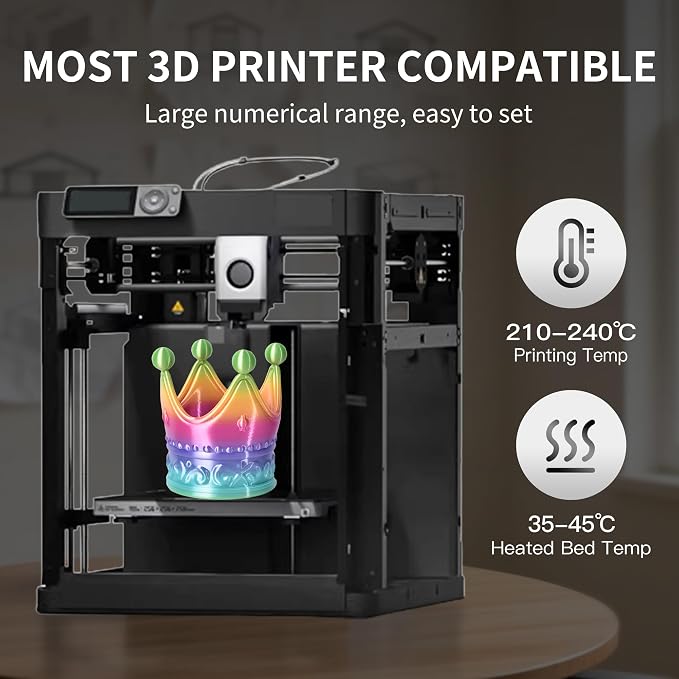 RAMBERY Silk Rainbow 3D Printer Filament 1.75mm Multi-Color PLA Filament Fast Color Change Candy Color 3D Printing Filament, 1kg Spool