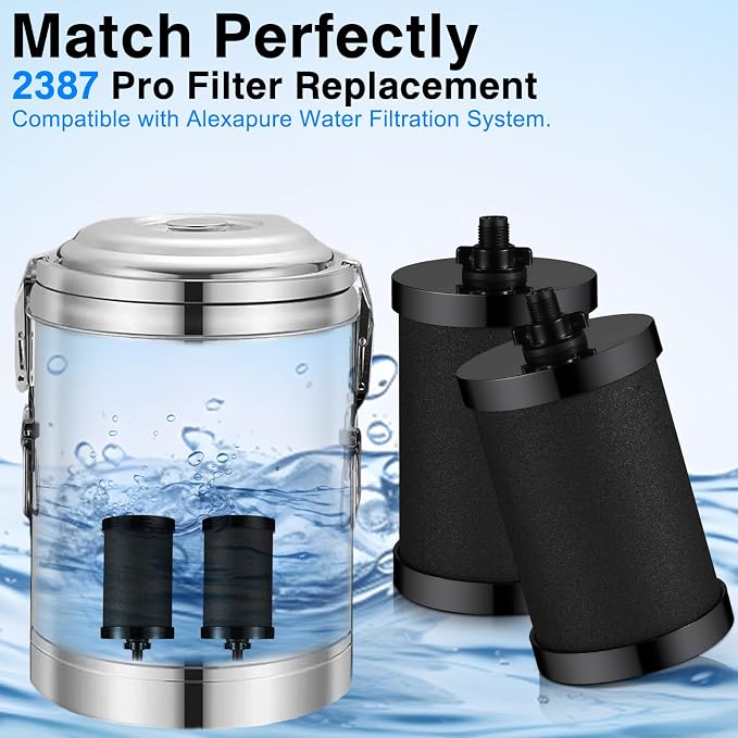 2387 Pro Filter Replacement, NSF Certified for Alexapure 2387 Pro Water Filter, 5,000 Gallon Throughput Capacity Compatible with Alexapure Pro Water Filtration System, 1 Pack Black