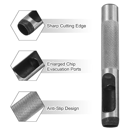 HARFINGTON Leather Round Hole Punch, 10mm Hollow Hole Puncher Cutter Carbon Steel Circle Hole Punching Cutting Tool for Belt/DIY Leather Craft