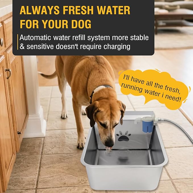 5Gal/20L Automatic Water Dispenser for Dogs,Large Size Stainless Steel Bowl,Self Filling Auto Water Bowl Outdoor for Livestock Animal Drinking