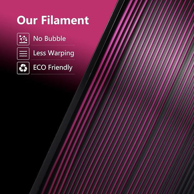 Kingroon PLA 3D Printer Filament, Dual Color Silk PLA Filament, Dimensional Accuracy +/- 0.03 mm, 1kg Spool(2.2lbs), 1.75 mm, Black Red