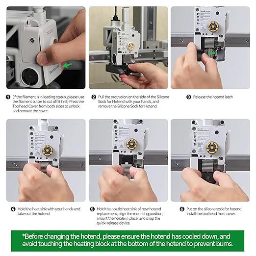 Bamboo Lab A1 Mini,A1 Stainless Steel Hotend Kit with 0.2mm Nozzle, All Metal Extruder Hot End, Heating Block Replacement, A2L Nozzle