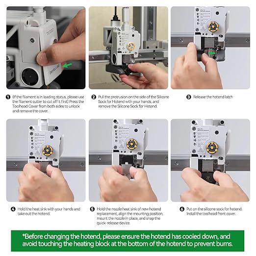 Bamboo Lab A1 Mini,A1 Hardened Steel Hotend Kit with 0.6mm Harden Steel Nozzle, All Metal Extruder Hot End, Heating Block Replacement, A2L Nozzle