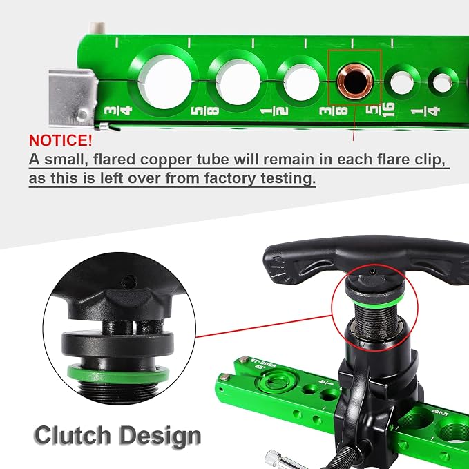 Bonvoisin Flaring Tool 1/4”-3/4” HVAC Single Flare Tool 45° Eccentric Tube Flaring Tool with Clutch Limit Piece for Copper Aluminum Tubing (one piece)
