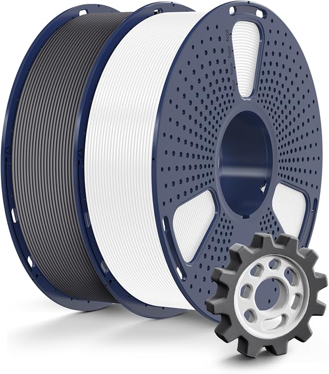SUNLU High Speed PETG Filament 1.75mm Bundle, Less Stringing PETG 3D Printer Filament, 2kg in Total, 1kg per Spool, 2 Pack, White+Grey