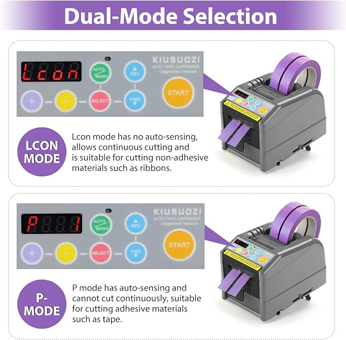 Upgraded Automatic Ribbon Cutting Machine, Automatic Tape Dispenser, Up to 6-60 mm Width, 5-999 mm Length, Ideal for Shipping, Schools, Restaurants, Offices and Homes