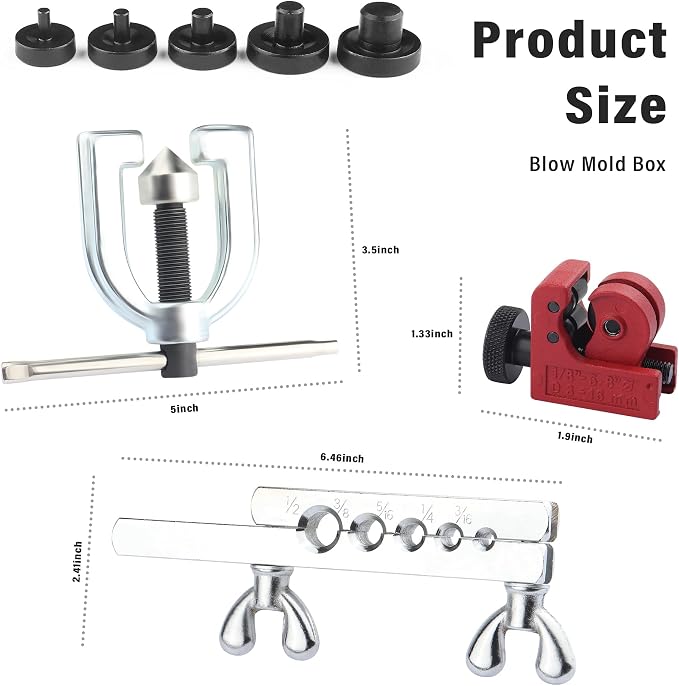 3/16 Brake Line Kit with 16 Brake Line Fittings and Tubing Bender,Double & Single Brake Line Flaring Tool Kit Car Accessories Fits for Most Hydraulic Braking Systems