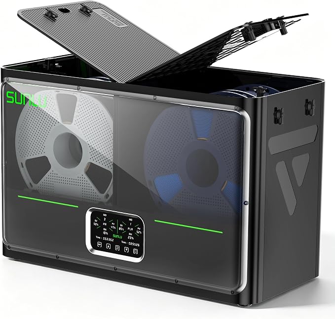 SUNLU S4 Pro 3D Printer Filament Dryer Box, Upgrade Filadryer S4 (Black) | Dual-Chamber Independent Heating, 85℃ Max Temperature, Dry and Anneal 2-in-1, PLA ABS PETG PA PC Filament Dryer Box