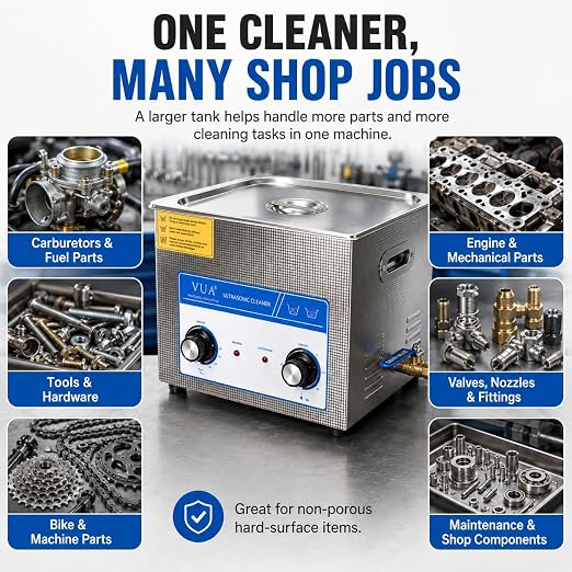15L Ultrasonic Cleaner Machine with Heater, Professional Industrial Ultrasonic Cleaner 40kHz Stainless Steel Parts Cleaner for Automotive Parts, Tools, Carburetors, Jewelry and Workshop Maintenance