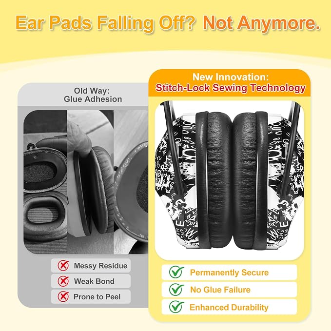 ZOHAN Kids Ear Protection 2 Pack, Hearing Protection Safety Ear Muffs for Children Have Sensory Issues, Adjustable Noise Reduction Earmuffs for Concerts, Fireworks, Air Shows(Nebula&SKULL)