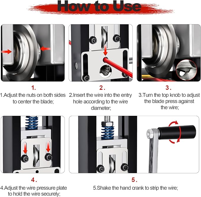 Trivd Frol Manual Wire Stripping Machine Gauge Wire 0.06"-1", Scrapping Copper Wire Peeler Machine, Drill Powered/Hand Crank Dual-drive Wire Stripper Tool for Scrap Copper Recycling & DIY etc.