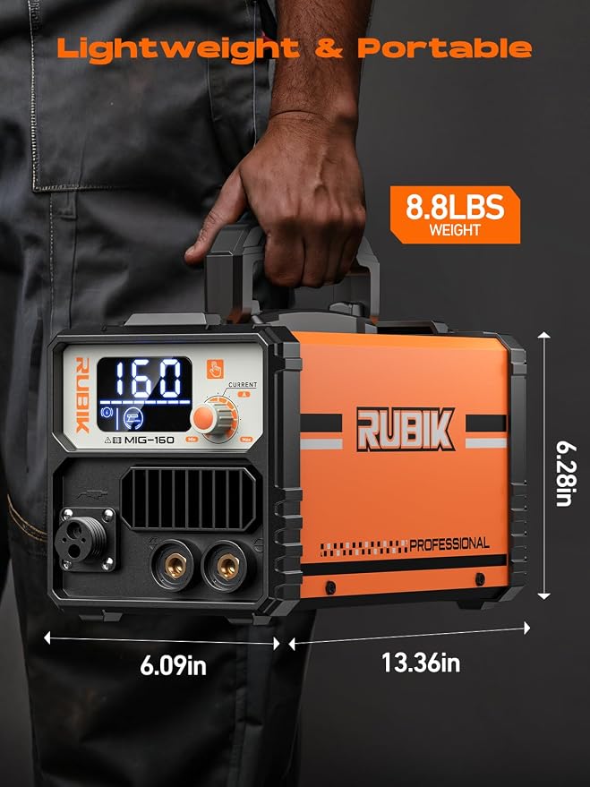 160A MIG Welder,Flux MIG/Lift TIG/Stick MultiProcess Mig Welder | 3 in 1 Gasless Welder,110V Welding Machine, IGBT Inverter Synergic Control, Ideal Mig Welding Equipment for Welders