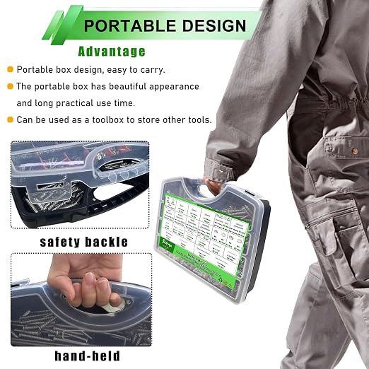 1680pcs Nails and Screws Assortment Kit,3/4"-2" Hardware Nails,M3/M4/M5/M6 Machine Screws,#6#8 High Hardness Wood Screws,Assorted Screws, Common Nails with Handheld Box