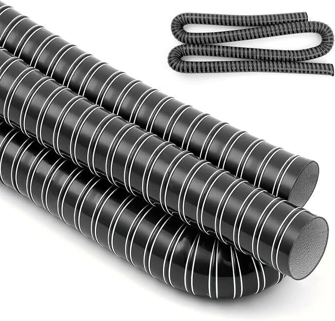 Pangda 2" x 10ft Air Duct Hose Cooling Air Ducting, Silicone Flexible Brake Induction Intake Pipe High Heat Brake Exhaust Hose for Dryer System (Black)