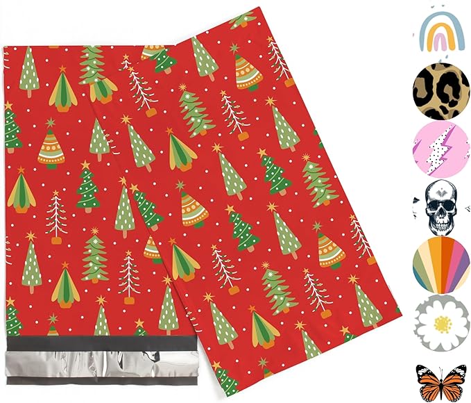 6x9 Poly Mailers – Christmas Tree – Waterproof, Tear-Resistant Shipping Bags with Adhesive Seal – 200 Pack – Package Mint