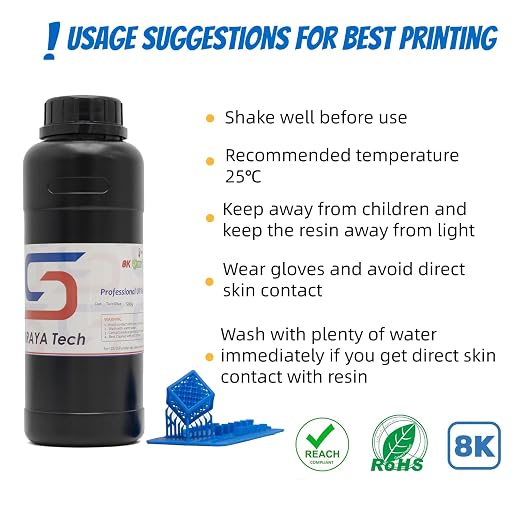 Siraya Tech Cast 3D Printer Resin Easier to Burn and Print Clean Burnout Great Smooth Surface High Resolution Castable 405nm UV-Curing Resin for Thicker Designs and Metal Parts (True Blue, 500g)