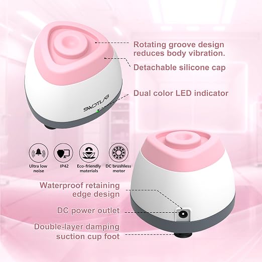 Mini Vortex Mixer 3500RPM, Portable Touch Nail Polish Shaker Glue Shaker, Lab Paint Shaker for Tattoo Ink Acrylic Paint Test Tubes, DC Brushless Motor, 3s Mix, Silicone Cap, 100 Mixing Balls, Pink