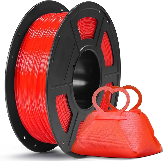 ANYCUBIC TPU Filament 1.75mm, 95A Soft Flexible 3D Printer Filament, Dimensional Accuracy +/- 0.03mm, Print with Most FDM 3D Printers, 1KG Spool, Clear Red