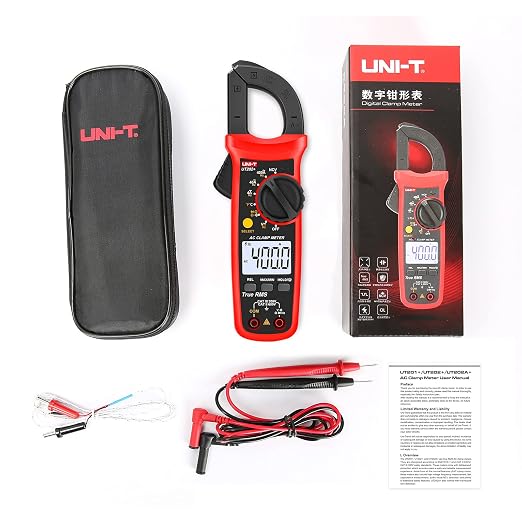 UNI-T Digital Clamp Meter UT202+, AC Current TRMS HVAC Volt Amp Ohm Meter Clamp On Multimeter Auto Ranging 4000Counts Temperature AC DC Voltage Frequency Resistance Capacitance Continuity Diode Tester
