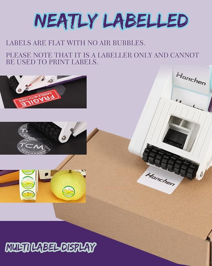 Hanchen Label Applicator, Portable Barcode Applicator Gun Manual Label Applicator Round Square Flat Bottle Labeling Machine Hand Held Sticker Labeler for 1” 3” Label Core
