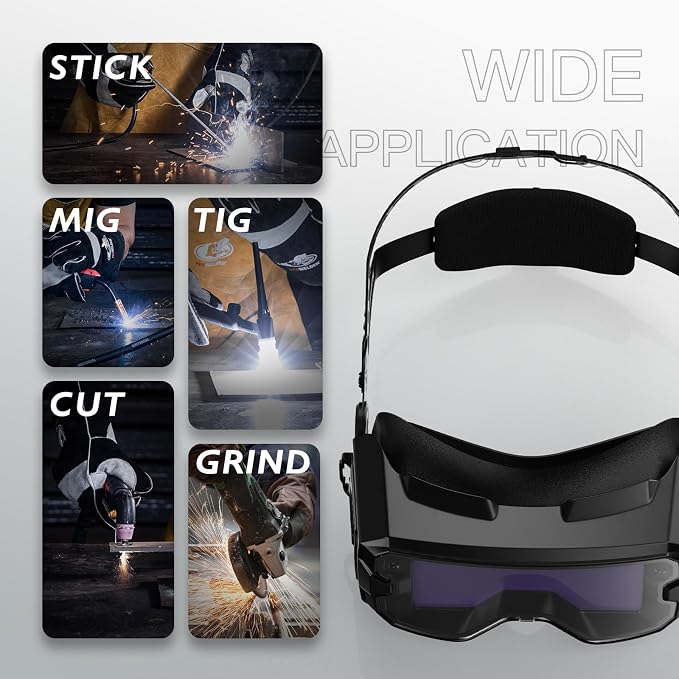 YESWELDER Auto Darkening Welding Goggles Kit with Mask, LED Lighting, True Color 2 Arc Sensors Wide Shade 3/5-9/9-13 Welding Glasses Welding Helmet for TIG, MIG, ARC, CUT and Grind