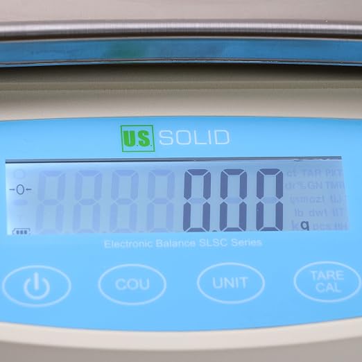 U.S. Solid Digital Precision Balance 5000g x 0.01g, Lab Scale, USB & RS232 Interface, 19 Measurement Units