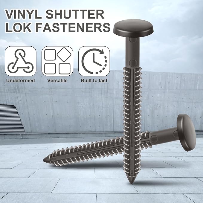 Blulu 18 Pcs 3 Inch Vinyl Shutter Fastener Window Panel Peg Lok Pin Pegs Screws Shutter Spikes Anchor (Musket Brown)