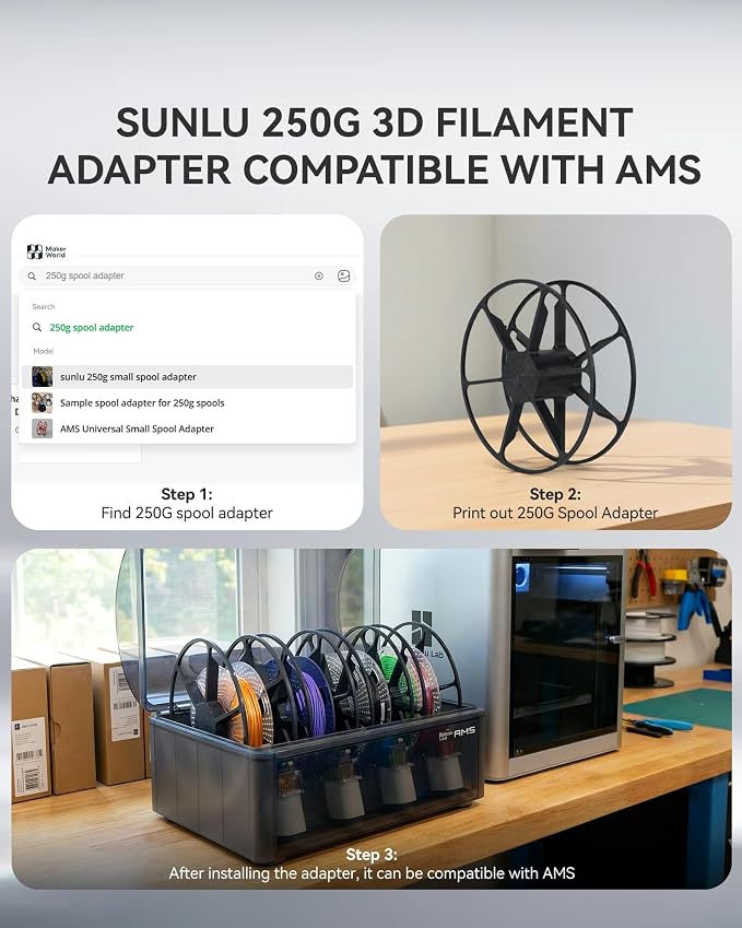 SUNLU PLA Filament 1.75mm Bundle, 3D Printer Filament Bundle 250g, 8 Rolls, 2kg Total, Black+White+Grey+Transparent+Red+Klein Blue+Sunny Orange+Green