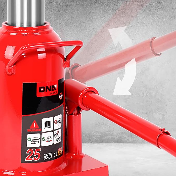 DNA Motoring 25 tons / 55115 lbs Lifting Automotive Welded Hydraulic Bottle Jack for Repair Vehicle, Pickup, Truck, w/Manual Handle, Red,TOOLS-00363