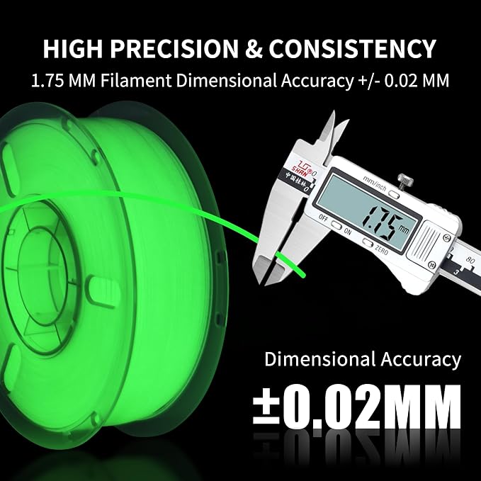 RAMBERY Glow in The Dark Green 3D Printer Filament Luminous PLA Filament 1.75mm 3D Printing Filament Fit Most FDM Printers, 1kg(2.2lbs)/Spool