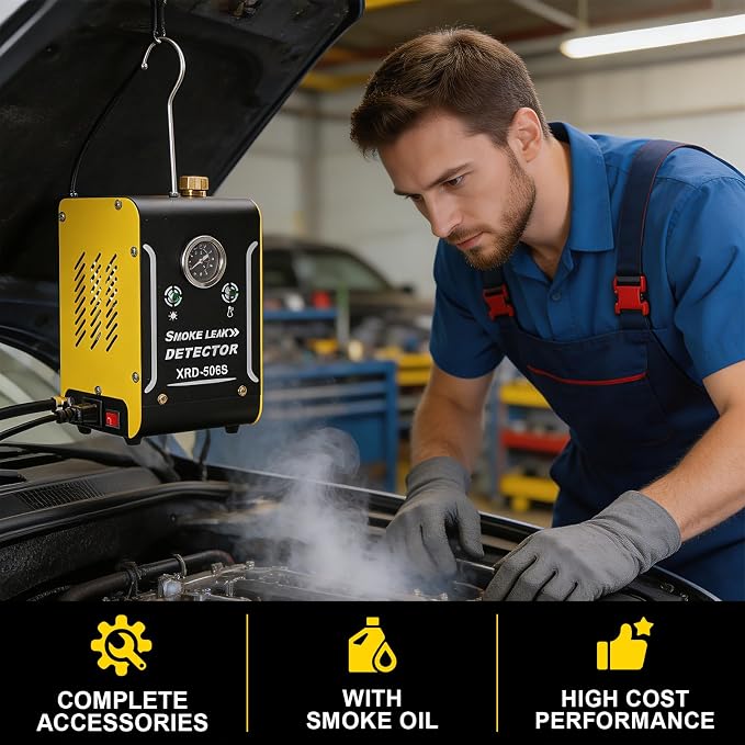Automotive Smoke Machine with Built-in Air Pump Air Pump and Pressure Gauge–12V DC EVAP Smoke Machine for Cars, Motorcycles,Trucks,Boats & ATVs,New