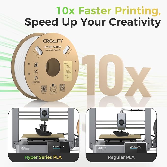 Creality Hyper PLA Filament 4KG, Up to 600mm/s High Speed 3D Printer Filament PLA 1.75mm, No-Tangling Stronger Toughness Fit Most 3D Printers