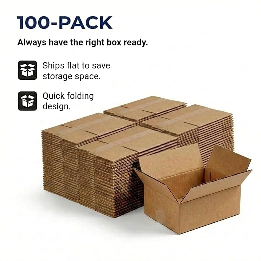 BOX USA Small Shipping Boxes 9"L x 6"W x 3"H (100-Pack) - Small Corrugated Cardboard Packaging Boxes for Shipping, Packing, Moving, and Storage at Home, Office, or Business