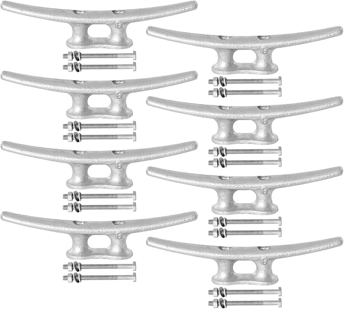 6/8/10/12/14 inch Dock Cleats With Bolts,Hot Dipped Galvanized Cast Iron Boat Cleats,Rope Cleat Boat Dock Cleats for Boat Docks,Decks,Piers for Tying up Boats,Marine Decor(1,2,4,5,6,8,10,12 Pack)