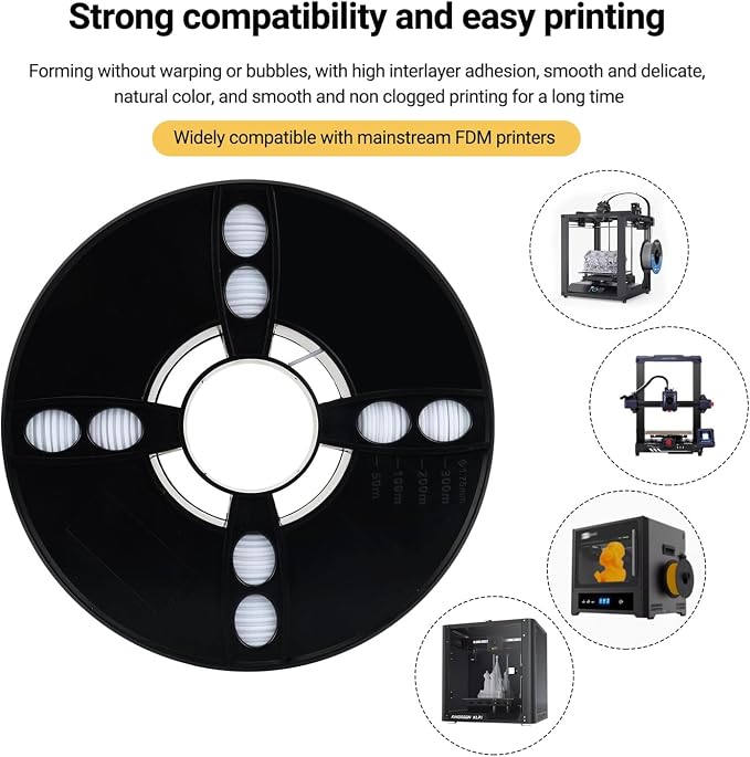 Kingroon PA6 Nylon 3D Printer Filament 1.75mm, 1kg White Filament, High Strength Filament for Engineering Parts, Dimensional Accuracy +/- 0.03mm