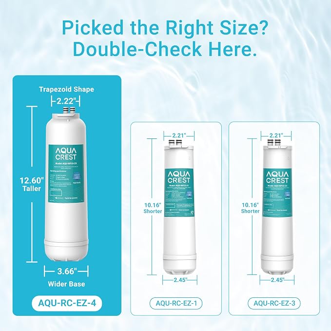 AQUA CREST RC EZ 4 Water Filter, Replacement for Culligan® RC-EZ-4, US-EZ-4, RC-EZ-3, DuPont® WFQTC30001, WFQTC70001, 3000QT Filter, 2K Gallons