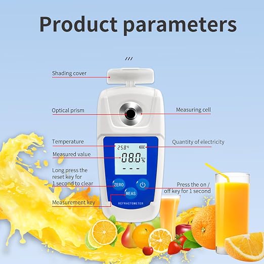 High Precision Digital Brix Refractometer with ATC for Sugar Content Test 0-55% Brix Tester Brix Meter for Drinking Water Beverage Fruit Juice