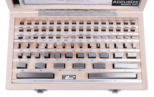 Accusize Steel Gage Block Set, Grade AS-2, 81 Pc, P900-S583 | ASME B89.1.9-2002, Hardened Steel, Corrosion-Resistant, with Certificate of Inspection