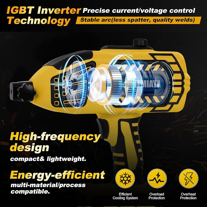 ITMIAYA® Portable Welding Machine 110V ARC Stick Welder Handheld for Metal IGBT Inverter 20-120Amps Stepless Current 1/16"-3/32" Electrodes Home Repair DIY Work (Yellow)