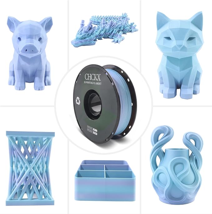 Matte Rainbow PLA 3D Printer Filament, 1.75mm, 1KG Spool (2.2lbs),Gradient Filament for Most FDM 3D Printers, Winter Blue