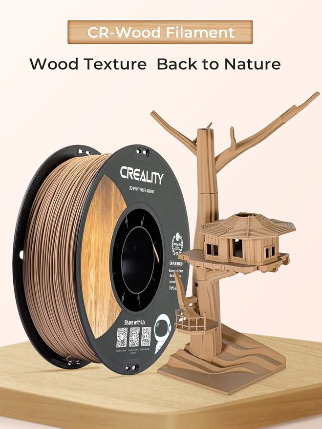 Creality Wood Filament PLA 2kg, 3D Printer Filament 1.75 mm, Smooth Silk Texture, Toughness, 1kg(2.2lbs)/Spool Printing Filament, for All Printers (Wood)