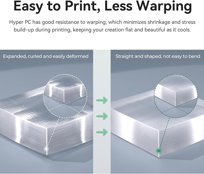 Creality Hyper PC Filament for 3D Printing, 3D Printer Filament with High Heat Resistance, Crystal-Clear, Easy to Print, Less Warping