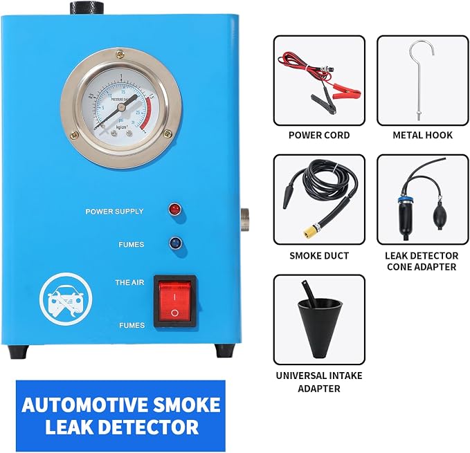 Automotive Smoke Leak Detector, Smoke Machine with Built in Air Pump Pressure Gauge, 12V DC Smoke Leak Detector, Diagnostic Leak Tester Tools for Car, EVAP, Vacuum, Fuel and More Leak Testing