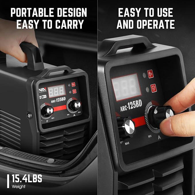 DNA Motoring 125A ARC Stick Welder, 110V Portable ARC MMA Welding Machine, IGBT Inverter with Digital Display, 60% Duty Cycle, Black, TOOLS-00380