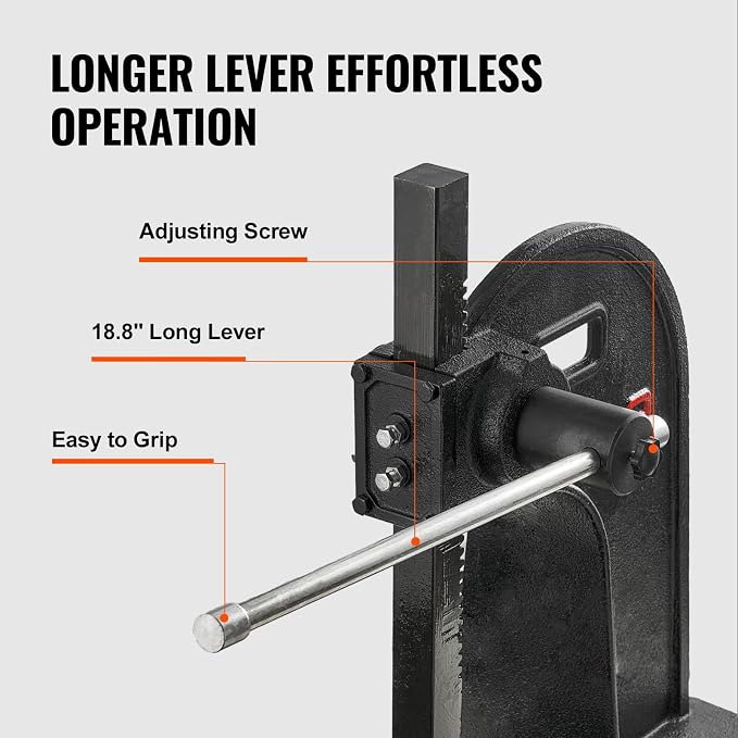 VEVOR Arbor Press, 3 Ton Manual Arbor Press, 12.2" Maximum Height, Cast Iron Heavy-duty Manual Desktop Arbor Press, Precision Hand Press for Stamping, Bending, Stretching, Forming