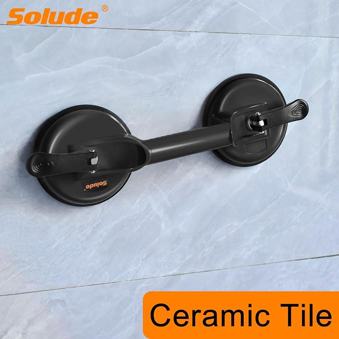 2 Pack Heavy Duty Vacuum Handle Suction Cups for Lifting Large Glass/Window/Tiles/Mirror/Granite/Floor Gap Fixer/Windshield Removal & Install Tool, Black