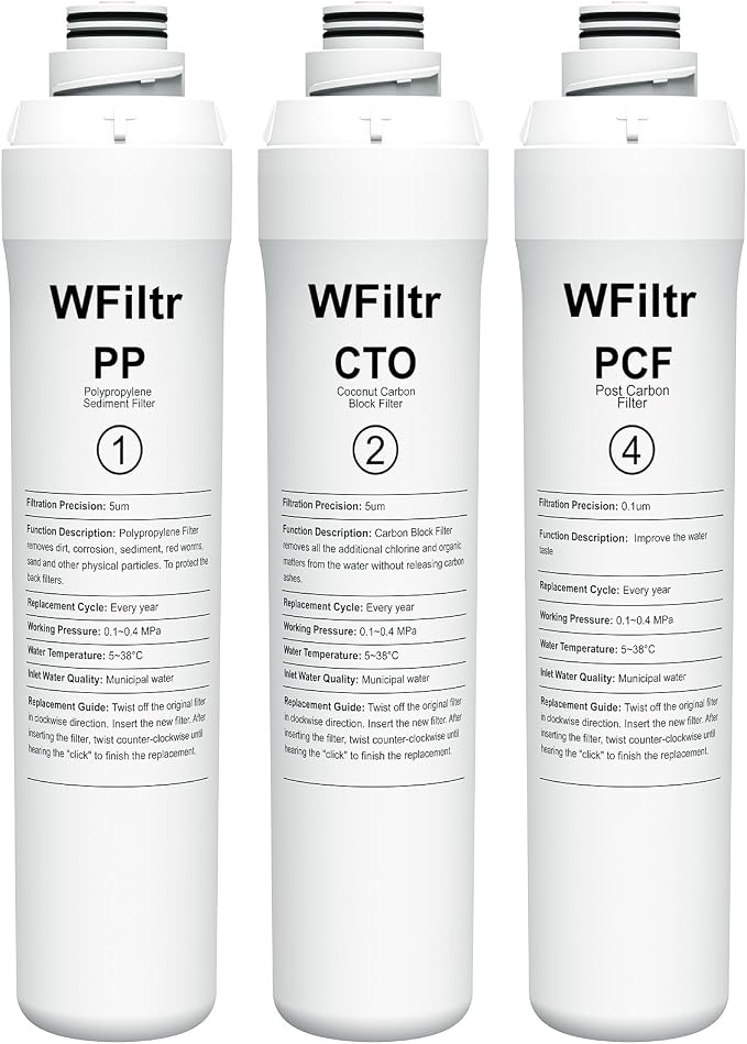 ROPOT 1 Year Replacement Filter Set Compatible with Bluevua RO100ROPOT RO100ROPOT-UV RO System (1 PP, 1 CTO, 1 PCF)