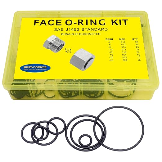 158 PCS 8 Sizes Hydraulic O-Ring Kit FACE ORFS Fittings, SAE Buna-N 90 Durometer
