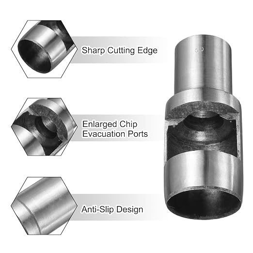 HARFINGTON Leather Round Hole Punch, 50mm Hollow Hole Puncher Cutter Carbon Steel Circle Hole Punching Cutting Tool for Belt/DIY Leather Craft