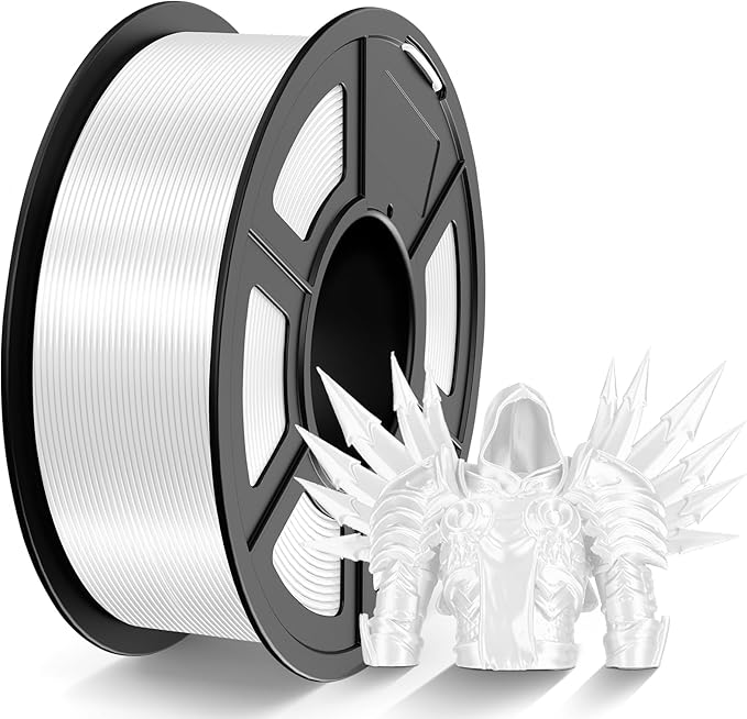 TECBEARS Silk Filament 1.75, Shiny Silk PLA Filament, 3D Printer Filament with Smooth Silky Surface, Dimensional Accuracy +/- 0.02mm, Fit Most FDM 3D Printers, Silk White 1KG
